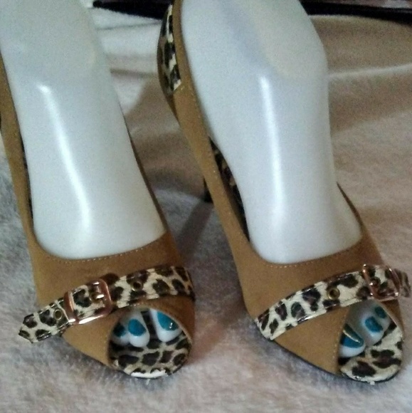 Women's Heels Peep Toes Mario D'boro Tiger/Tan - Picture 3 of 8